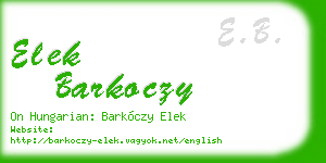 elek barkoczy business card