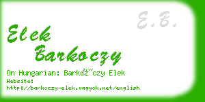 elek barkoczy business card